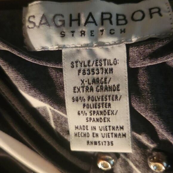 F95 Sag Harbor stretchy black n white blouse - Picture 7 of 7